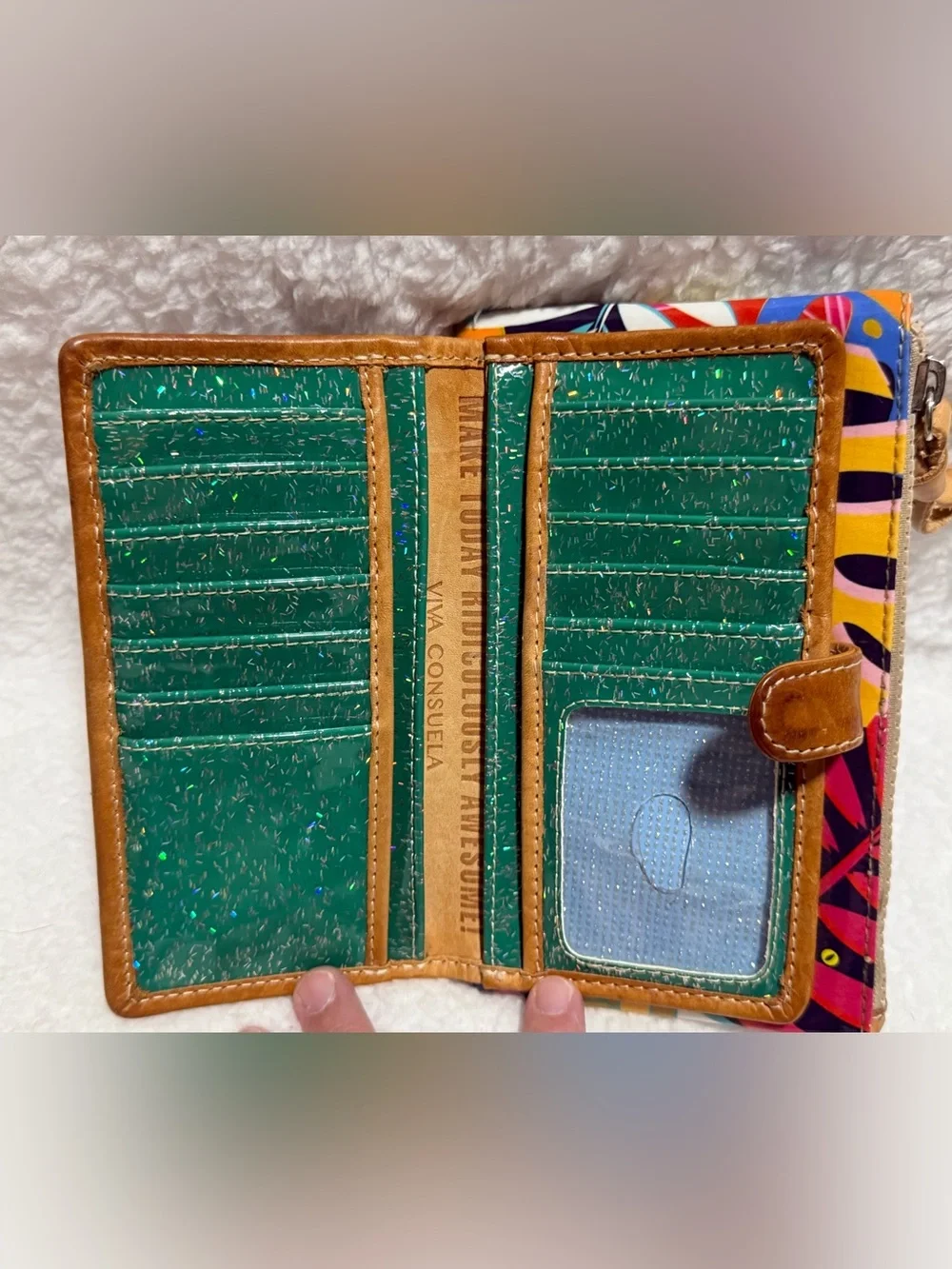 Consuela Multicolor Maya Leaf-Print Leather Slim Wallet